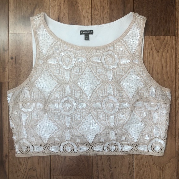 Express Tops - Express | Sequin and Lace Crop Top
